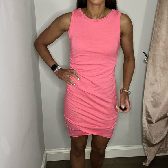 Leith Dresses Pink Ruched Bodycon Leith Mini Dress Size Small